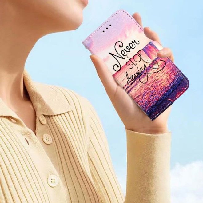 Samsung Galaxy S24 Handy Hülle - Leder Bookcover Image Series - Never Stop Dreaming