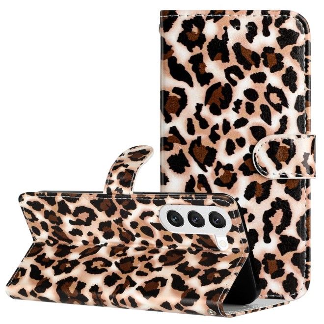 Samsung Galaxy S24 Handy Hülle - Leder Bookcover Image Series - Leopardmuster