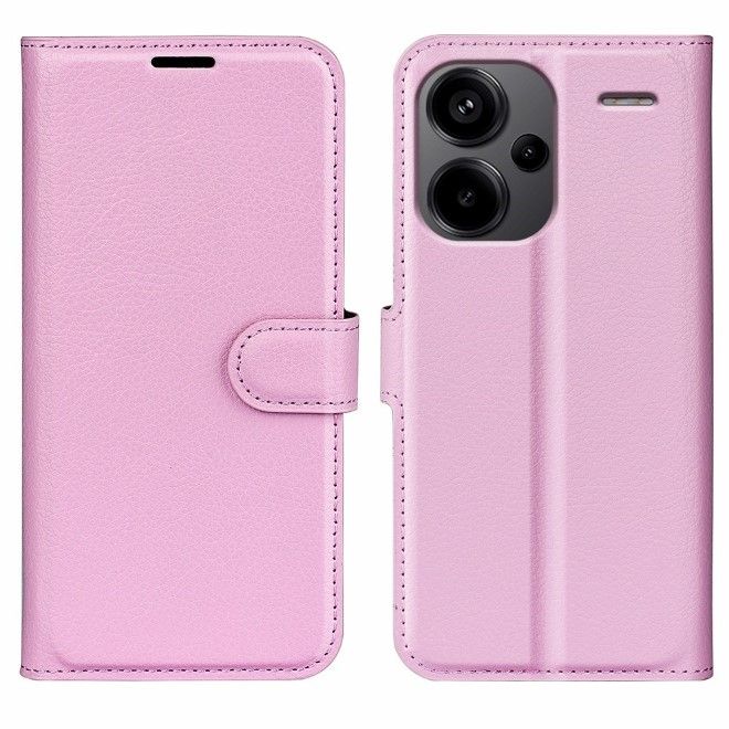 Xiaomi Redmi Note 13 Pro+ Handy Hülle - Litchi Leder Bookcover Series - rosa
