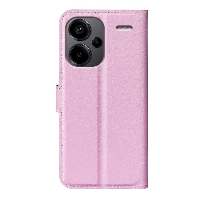 Xiaomi Redmi Note 13 Pro+ Handy Hülle - Litchi Leder Bookcover Series - rosa