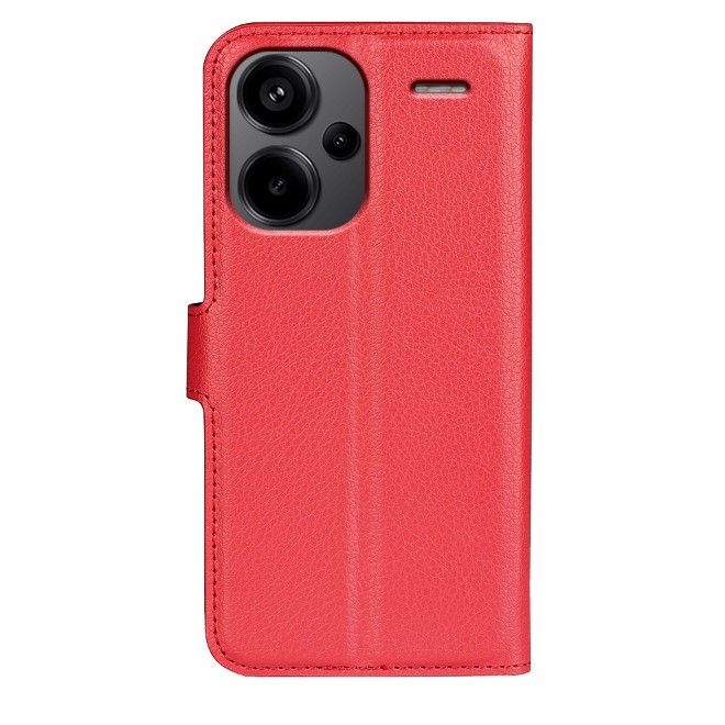 Xiaomi Redmi Note 13 Pro+ Handy Hülle - Litchi Leder Bookcover Series - rot