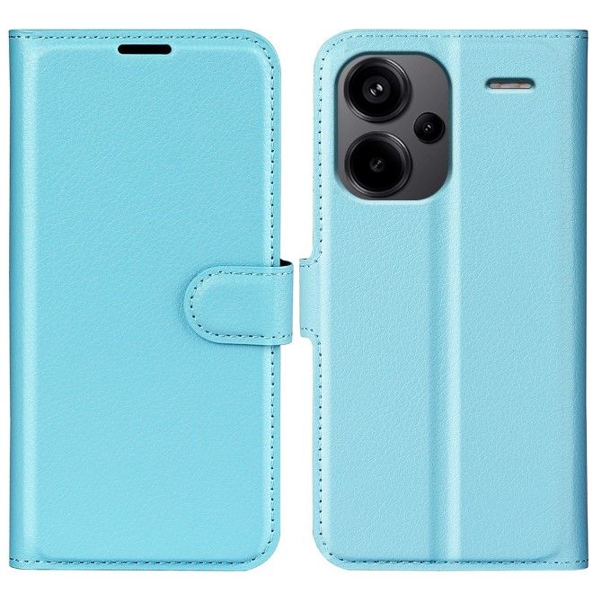 Xiaomi Redmi Note 13 Pro+ Handy Hülle - Litchi Leder Bookcover Series - blau