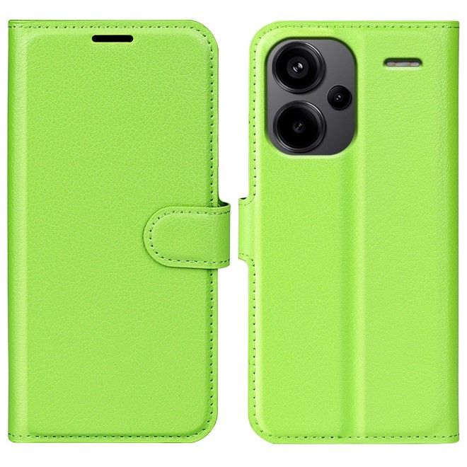 Xiaomi Redmi Note 13 Pro+ Handy Hülle - Litchi Leder Bookcover Series - grün