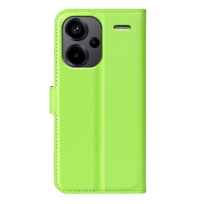 Xiaomi Redmi Note 13 Pro+ Handy Hülle - Litchi Leder Bookcover Series - grün