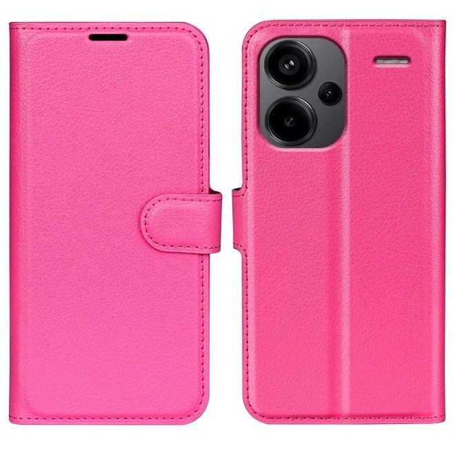 Xiaomi Redmi Note 13 Pro+ Handy Hülle - Litchi Leder Bookcover Series - pink
