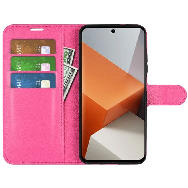 Xiaomi Redmi Note 13 Pro+ Handy Hülle - Litchi Leder Bookcover Series - pink