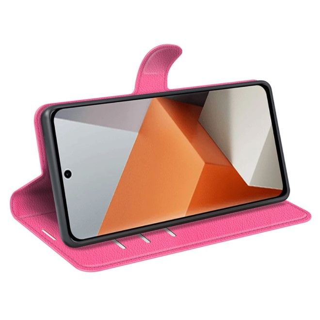 Xiaomi Redmi Note 13 Pro+ Handy Hülle - Litchi Leder Bookcover Series - pink