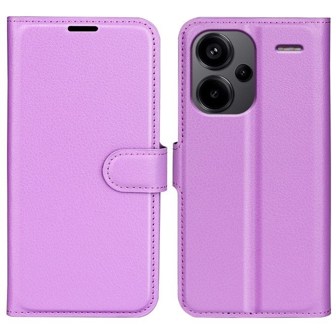 Xiaomi Redmi Note 13 Pro+ Handy Hülle - Litchi Leder Bookcover Series - purpur