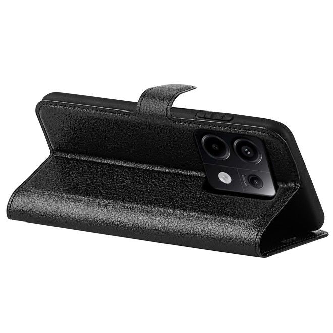 Xiaomi Redmi Note 13 Pro 5G Handy Hülle - Litchi Leder Bookcover Series - schwarz