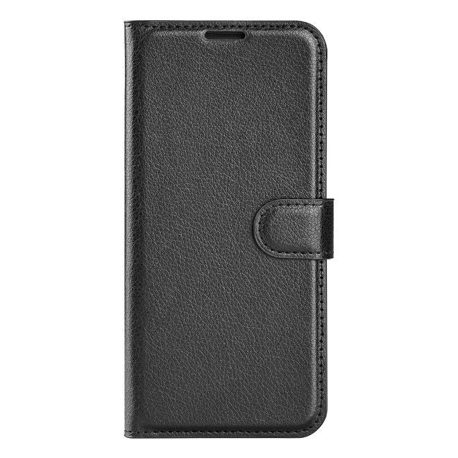 Xiaomi Redmi Note 13 Pro 5G Handy Hülle - Litchi Leder Bookcover Series - schwarz