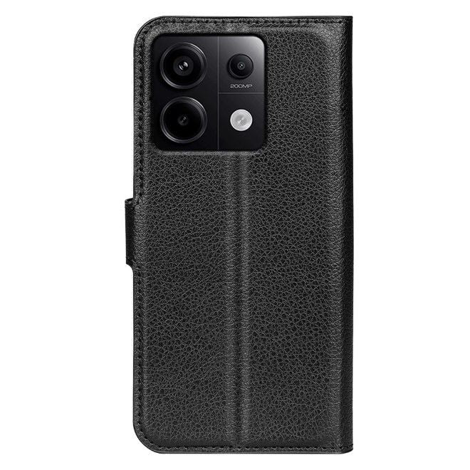 Xiaomi Redmi Note 13 Pro 5G Handy Hülle - Litchi Leder Bookcover Series - schwarz