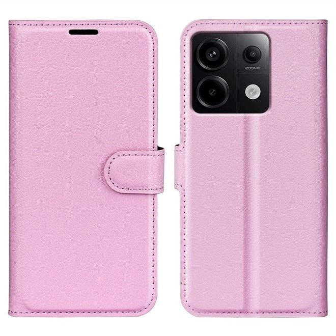 Xiaomi Redmi Note 13 Pro 5G Handy Hülle - Litchi Leder Bookcover Series - rosa