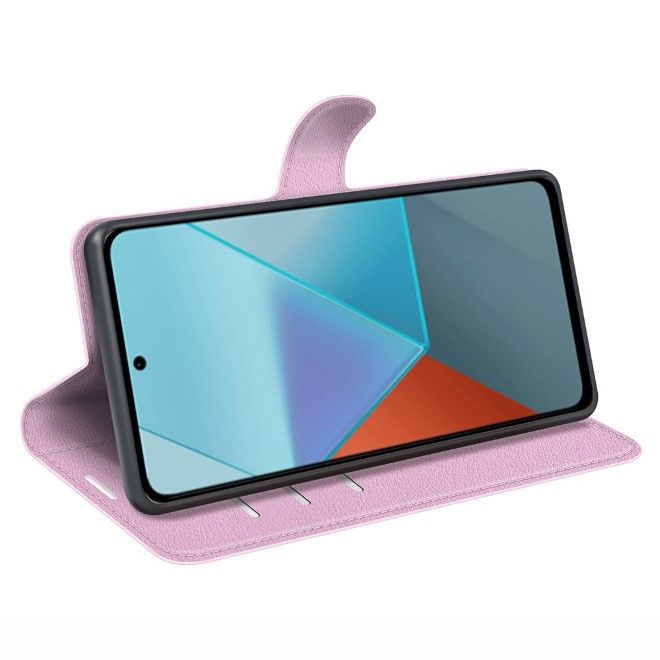 Xiaomi Redmi Note 13 Pro 5G Handy Hülle - Litchi Leder Bookcover Series - rosa