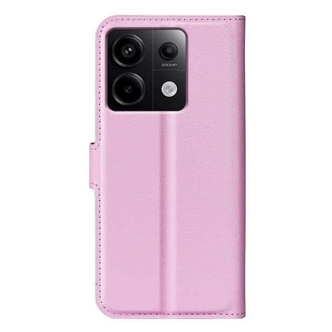 Xiaomi Redmi Note 13 Pro 5G Handy Hülle - Litchi Leder Bookcover Series - rosa