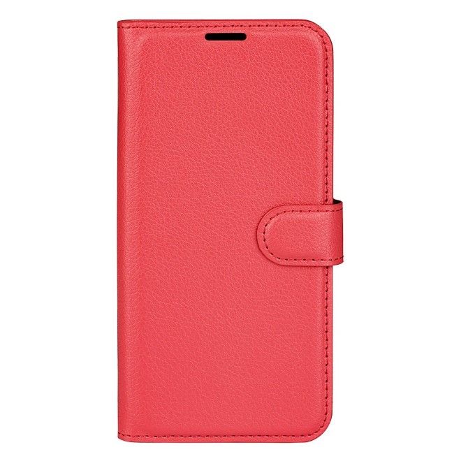Xiaomi Redmi Note 13 Pro 5G Handy Hülle - Litchi Leder Bookcover Series - rot