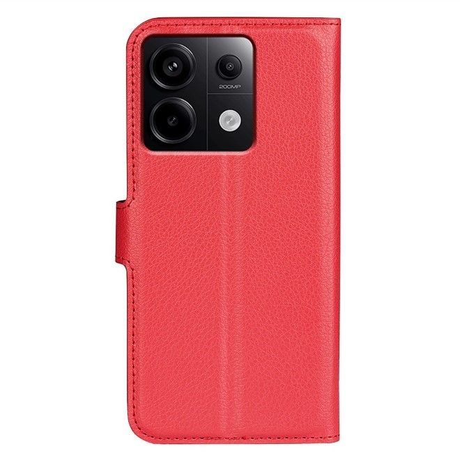 Xiaomi Redmi Note 13 Pro 5G Handy Hülle - Litchi Leder Bookcover Series - rot