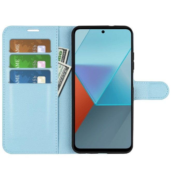 Xiaomi Redmi Note 13 Pro 5G Handy Hülle - Litchi Leder Bookcover Series - blau