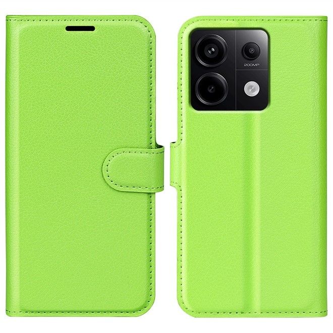 Xiaomi Redmi Note 13 Pro 5G Handy Hülle - Litchi Leder Bookcover Series - grün