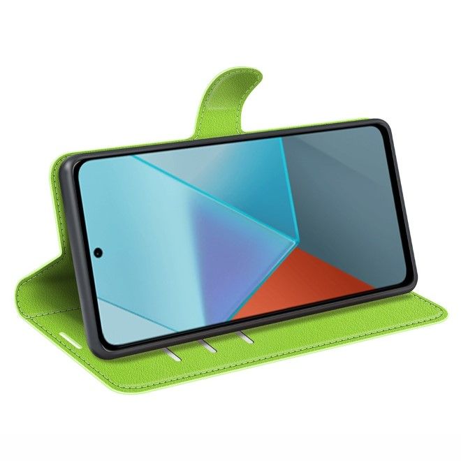 Xiaomi Redmi Note 13 Pro 5G Handy Hülle - Litchi Leder Bookcover Series - grün