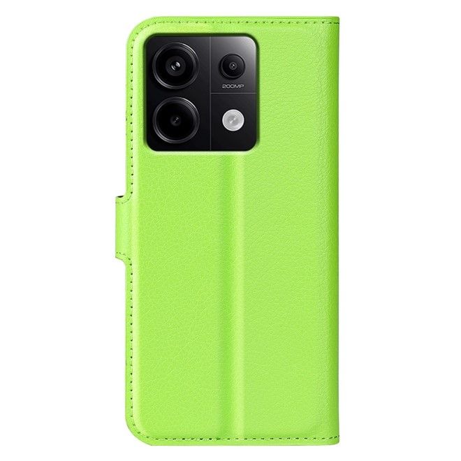 Xiaomi Redmi Note 13 Pro 5G Handy Hülle - Litchi Leder Bookcover Series - grün