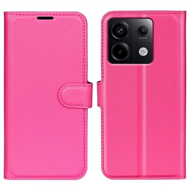 Xiaomi Redmi Note 13 Pro 5G Handy Hülle - Litchi Leder Bookcover Series - pink