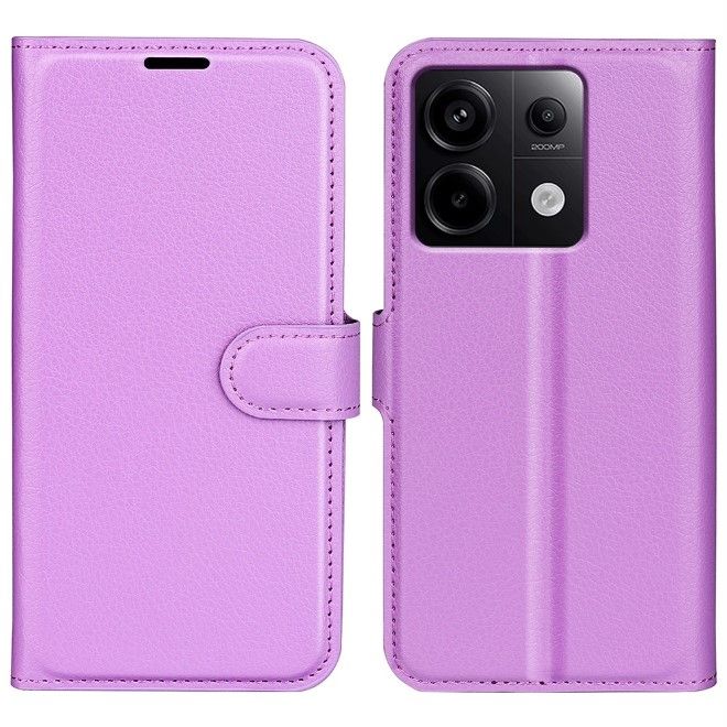 Xiaomi Redmi Note 13 Pro 5G Handy Hülle - Litchi Leder Bookcover Series - purpur