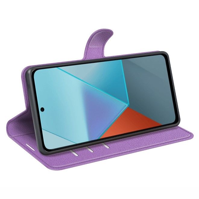 Xiaomi Redmi Note 13 Pro 5G Handy Hülle - Litchi Leder Bookcover Series - purpur