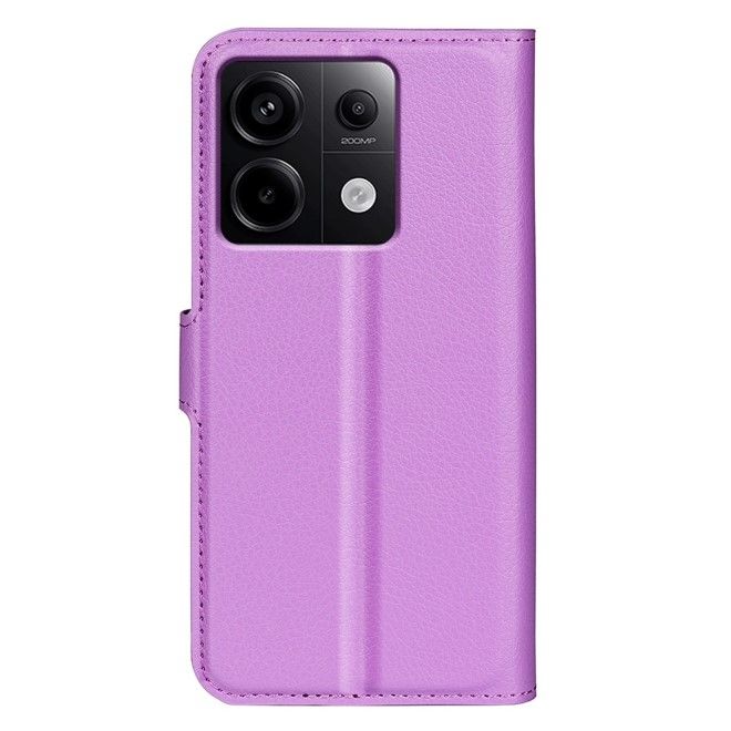 Xiaomi Redmi Note 13 Pro 5G Handy Hülle - Litchi Leder Bookcover Series - purpur