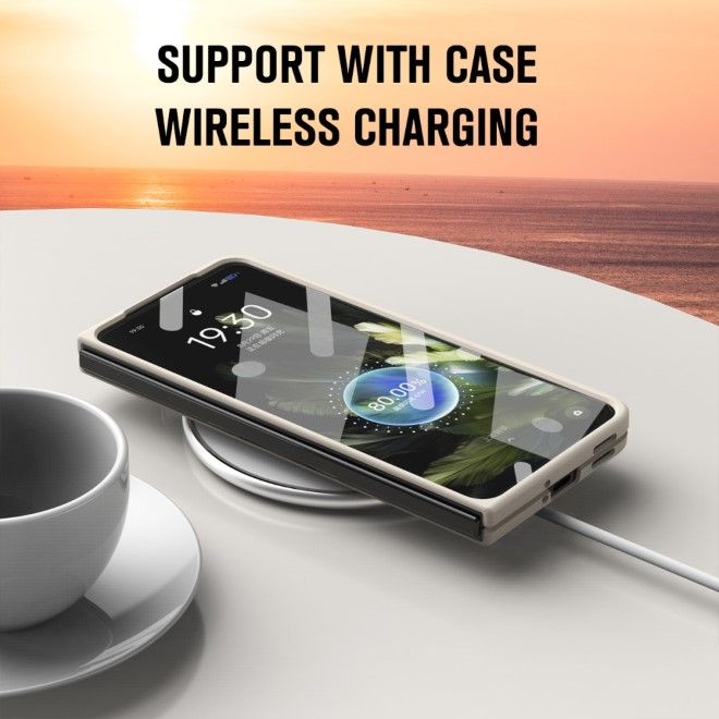 OnePlus Open Handy Hülle - Hardcase aus Polycarbonat und gehärtetem Glas - beige