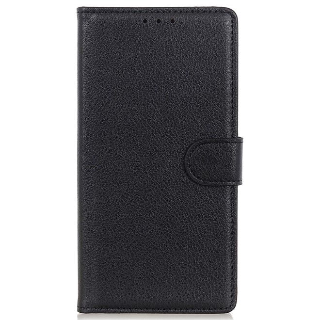 Google Pixel 8a Handy Hülle - Litchi Leder Bookcover Series - schwarz