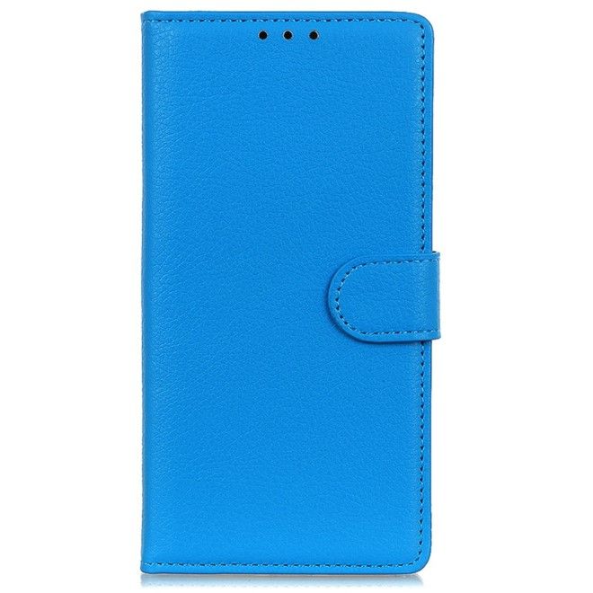 Google Pixel 8a Handy Hülle - Litchi Leder Bookcover Series - blau
