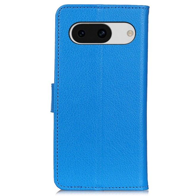 Google Pixel 8a Handy Hülle - Litchi Leder Bookcover Series - blau