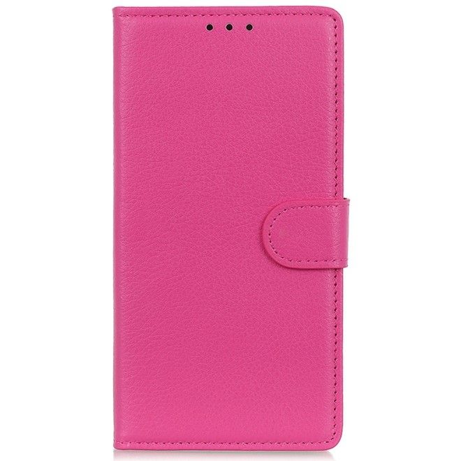 Google Pixel 8a Handy Hülle - Litchi Leder Bookcover Series - pink
