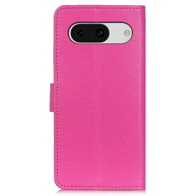 Google Pixel 8a Handy Hülle - Litchi Leder Bookcover Series - pink