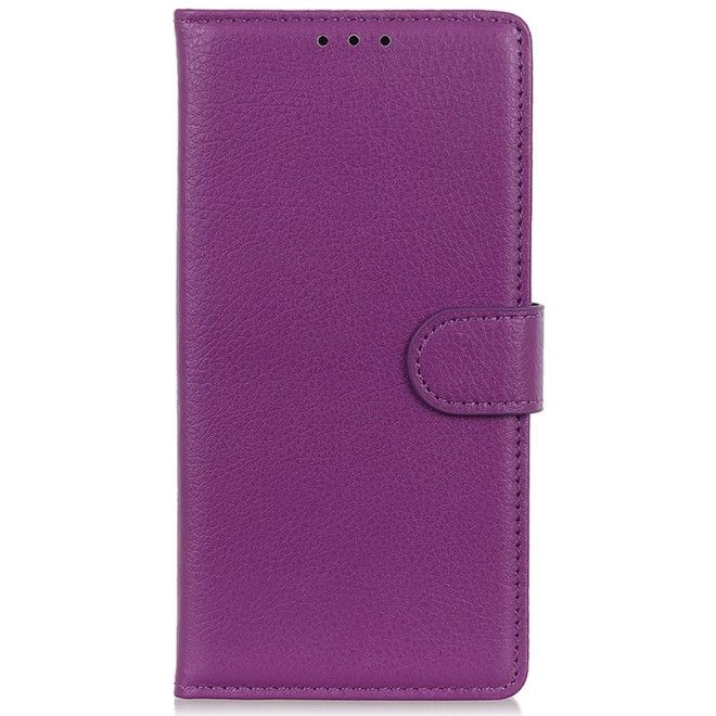 Google Pixel 8a Handy Hülle - Litchi Leder Bookcover Series - purpur