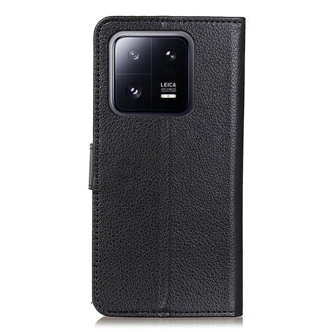 Xiaomi 14 Handy Hülle - Litchi Leder Bookcover Series - schwarz