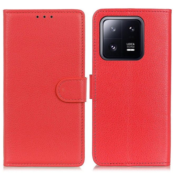 Xiaomi 14 Handy Hülle - Litchi Leder Bookcover Series - rot