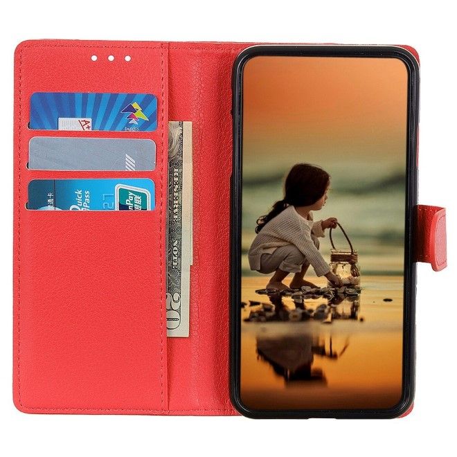 Xiaomi 14 Handy Hülle - Litchi Leder Bookcover Series - rot