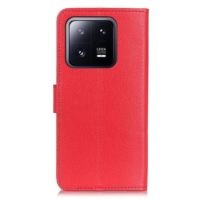 Xiaomi 14 Handy Hülle - Litchi Leder Bookcover Series - rot
