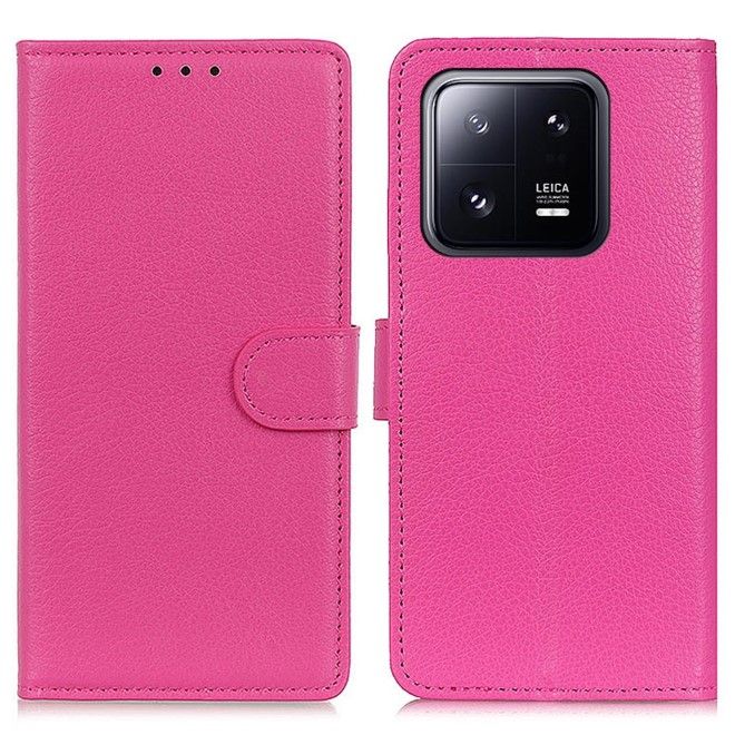 Xiaomi 14 Handy Hülle - Litchi Leder Bookcover Series - pink
