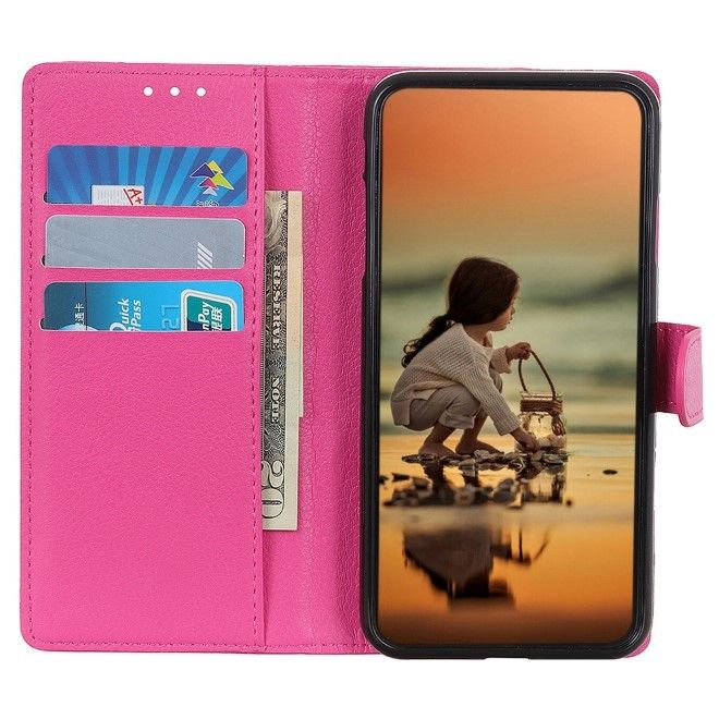 Xiaomi 14 Handy Hülle - Litchi Leder Bookcover Series - pink