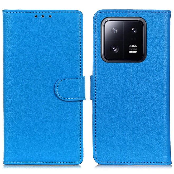 Xiaomi 14 Handy Hülle - Litchi Leder Bookcover Series - blau