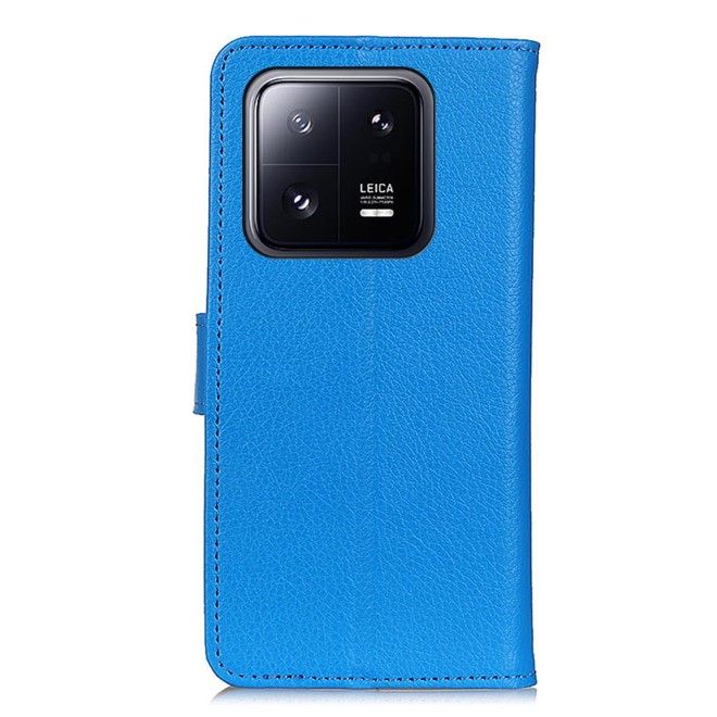 Xiaomi 14 Handy Hülle - Litchi Leder Bookcover Series - blau