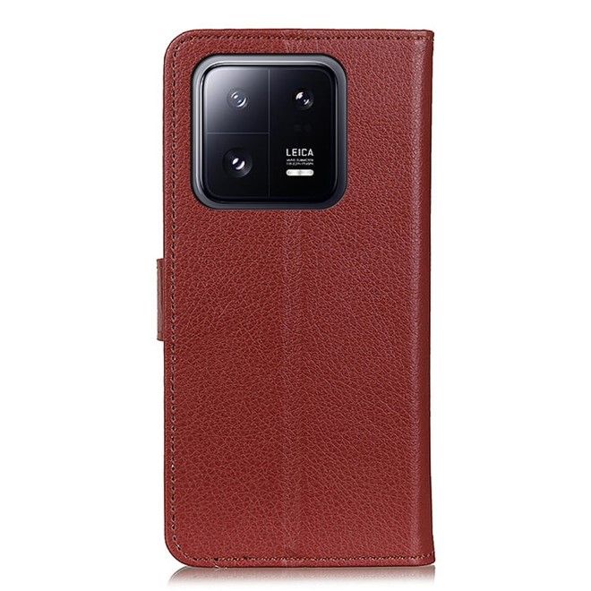 Xiaomi 14 Handy Hülle - Litchi Leder Bookcover Series - braun