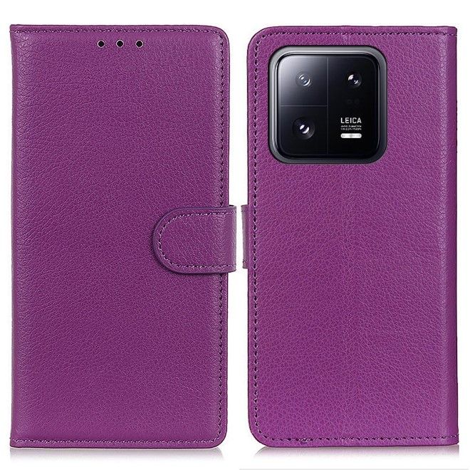 Xiaomi 14 Handy Hülle - Litchi Leder Bookcover Series - purpur