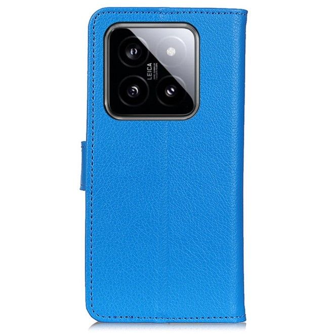 Xiaomi 14 Pro Handy Hülle - Litchi Leder Bookcover Series - blau