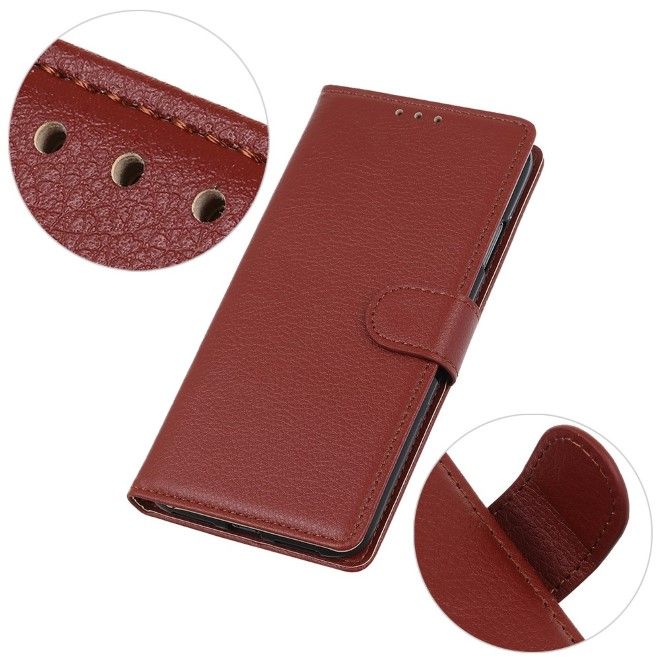 Xiaomi 14 Pro Handy Hülle - Litchi Leder Bookcover Series - braun