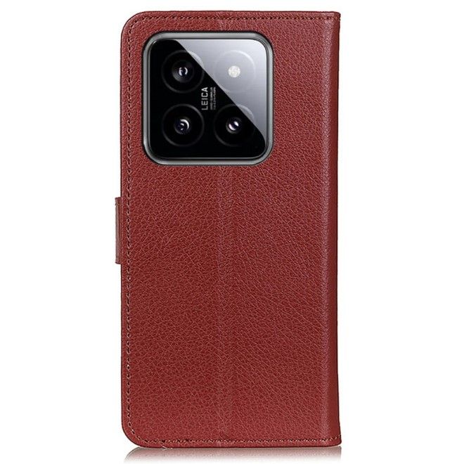 Xiaomi 14 Pro Handy Hülle - Litchi Leder Bookcover Series - braun