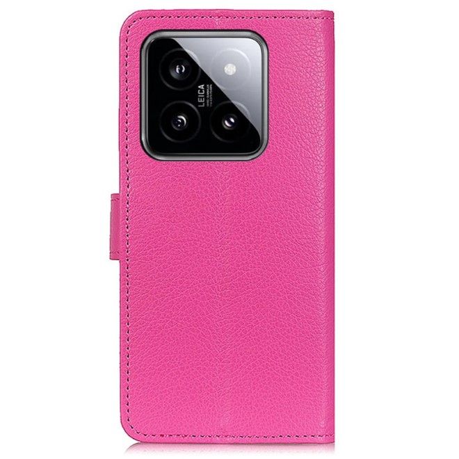Xiaomi 14 Pro Handy Hülle - Litchi Leder Bookcover Series - pink