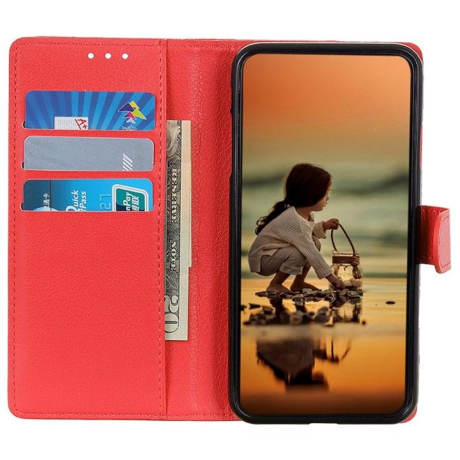Xiaomi 14 Pro Handy Hülle - Litchi Leder Bookcover Series - rot